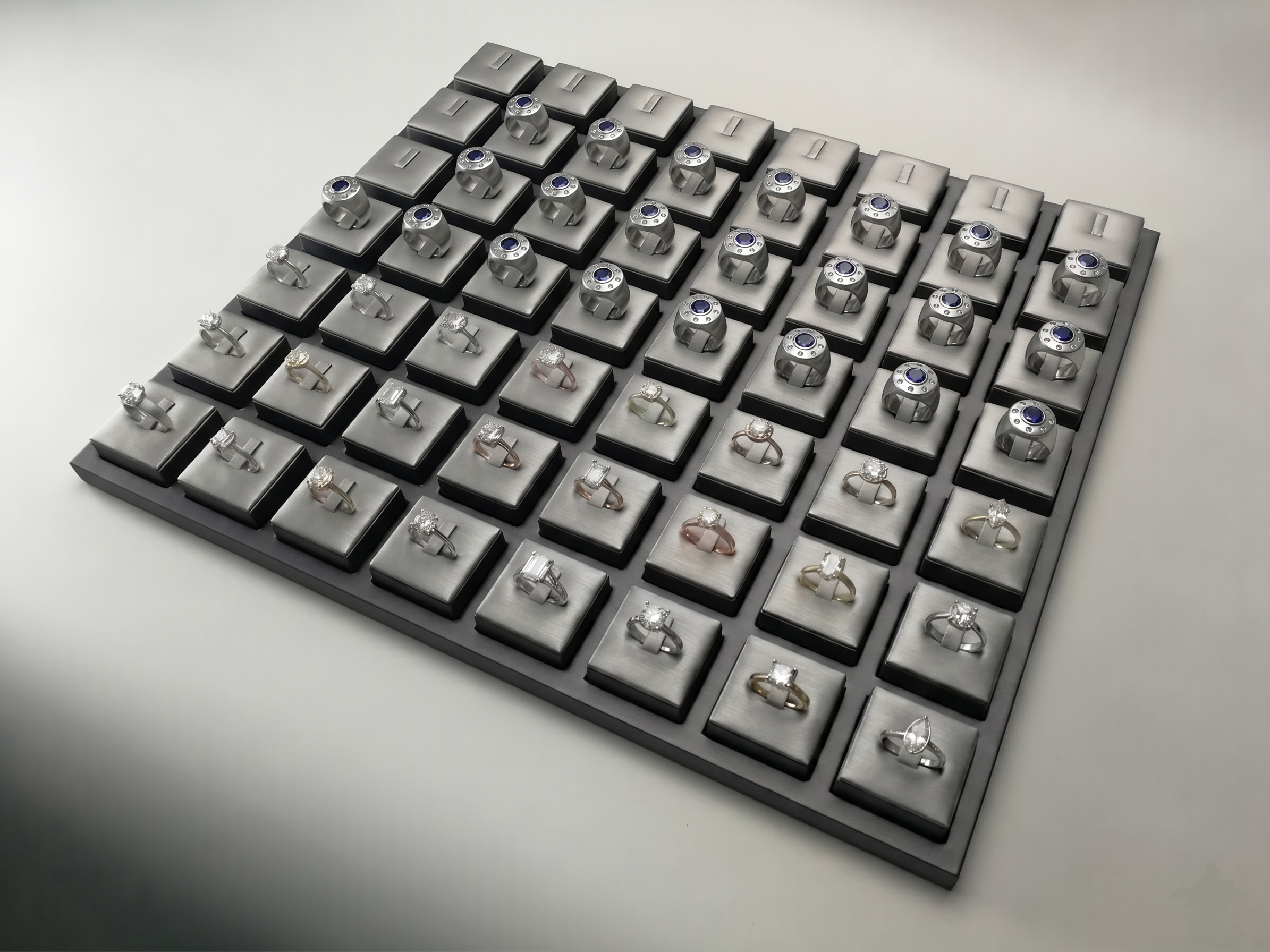 TF5448/RC56 - 56-Ring Display Tray with Individual Stands