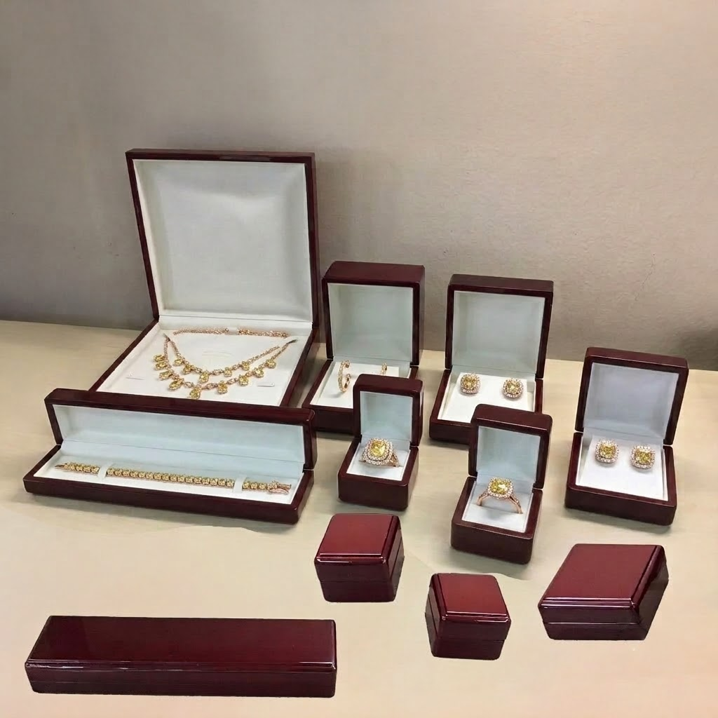 Elegant Maroon Lacquer Wooden Jewelry Gift Boxes (4JU 1 Series)