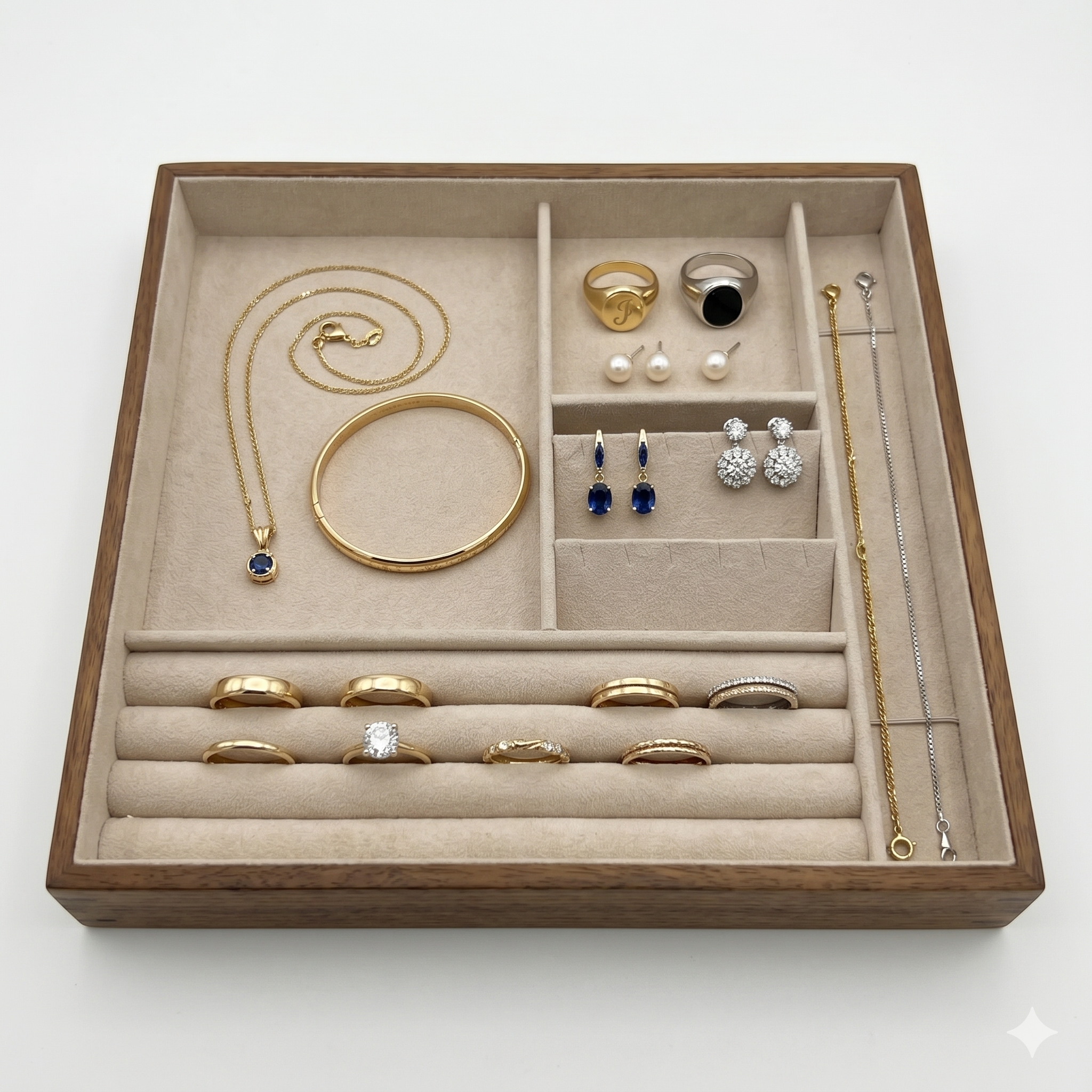 Premium Wooden Multi-Compartment Jewelry Presentation Tray (VTA2226MX) - Image 2