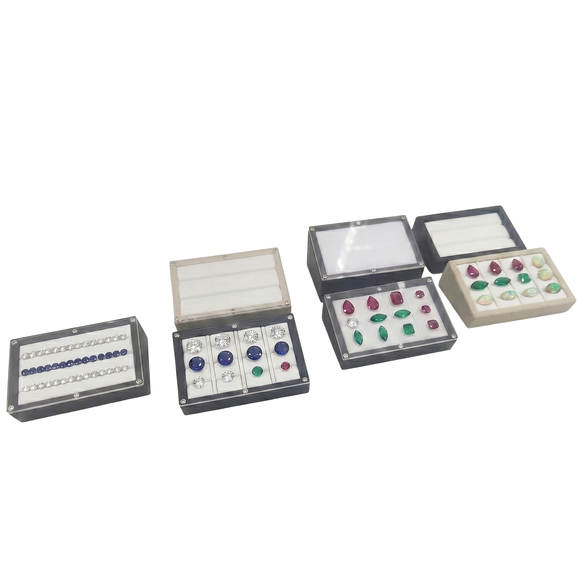 Premium Gemstone Displays and Premium Gemstone Boxes with Acrylic Lids (DKM/DK Series)